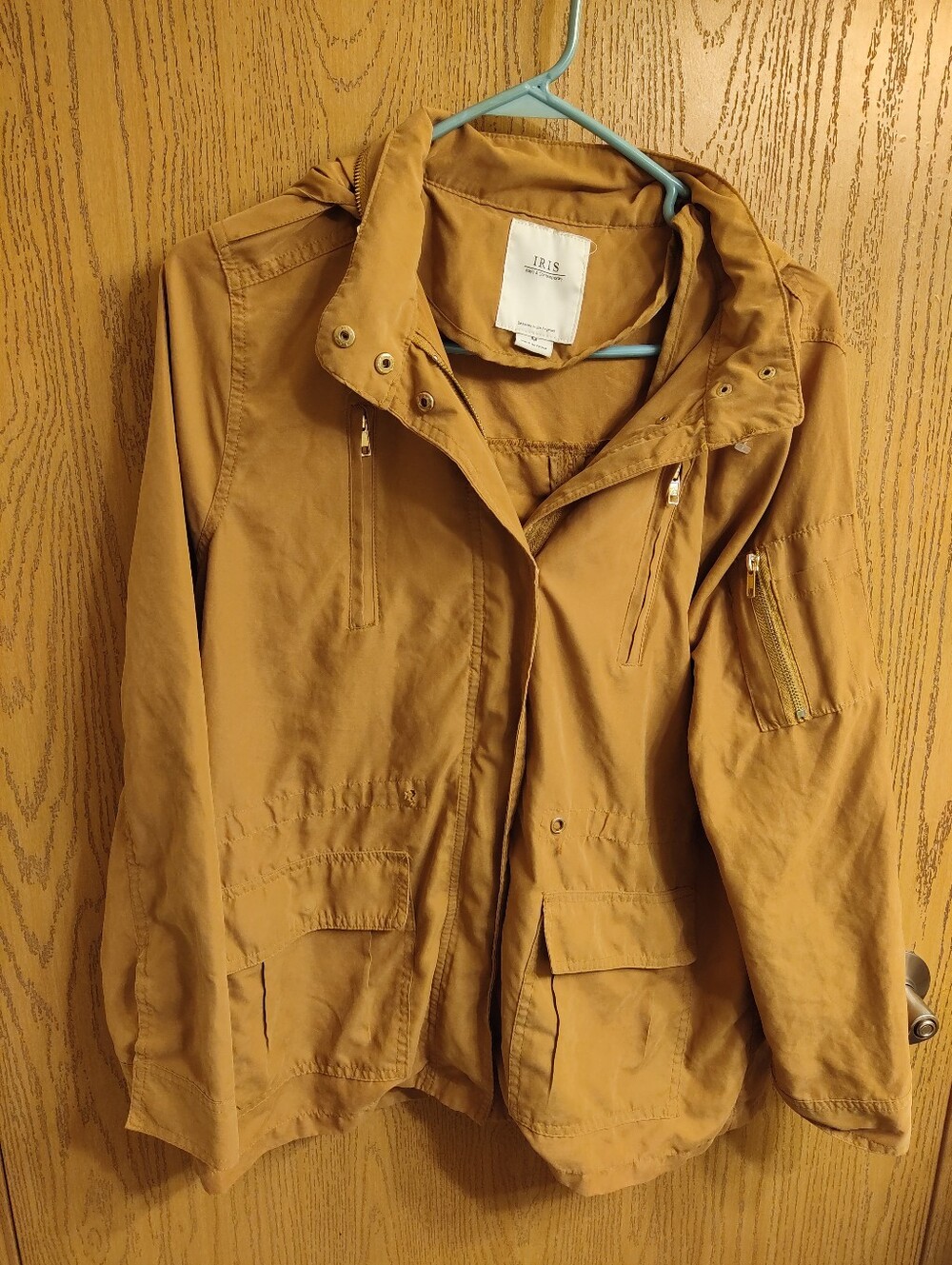 iris Hooded Utility Jacket in Mustard Brown